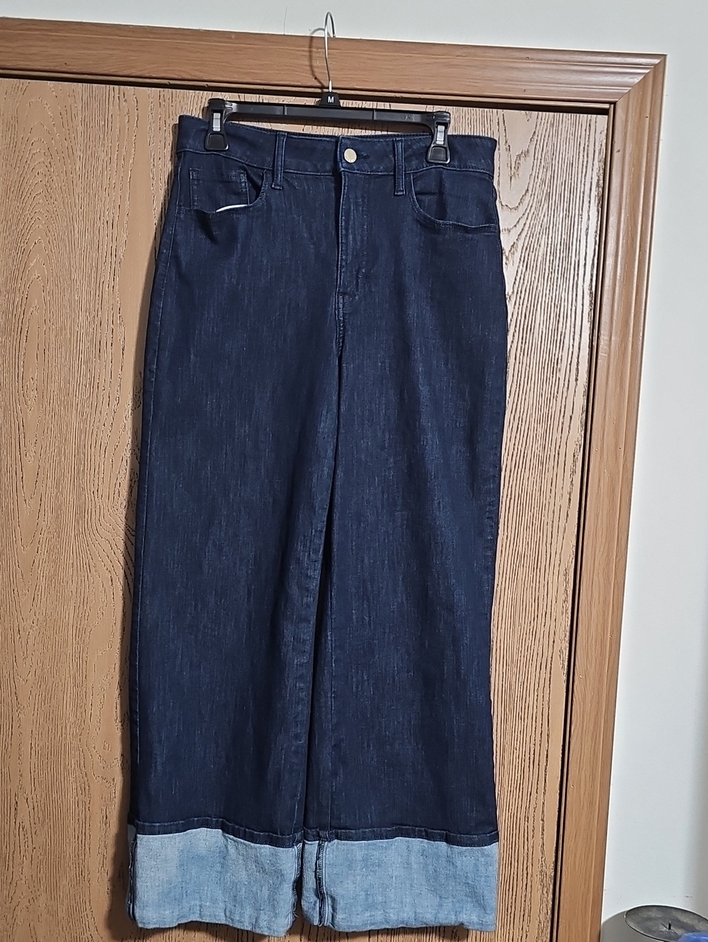 Nine West Dark Blue Wide Leg Jeans with Light Blue Cuffed Hem